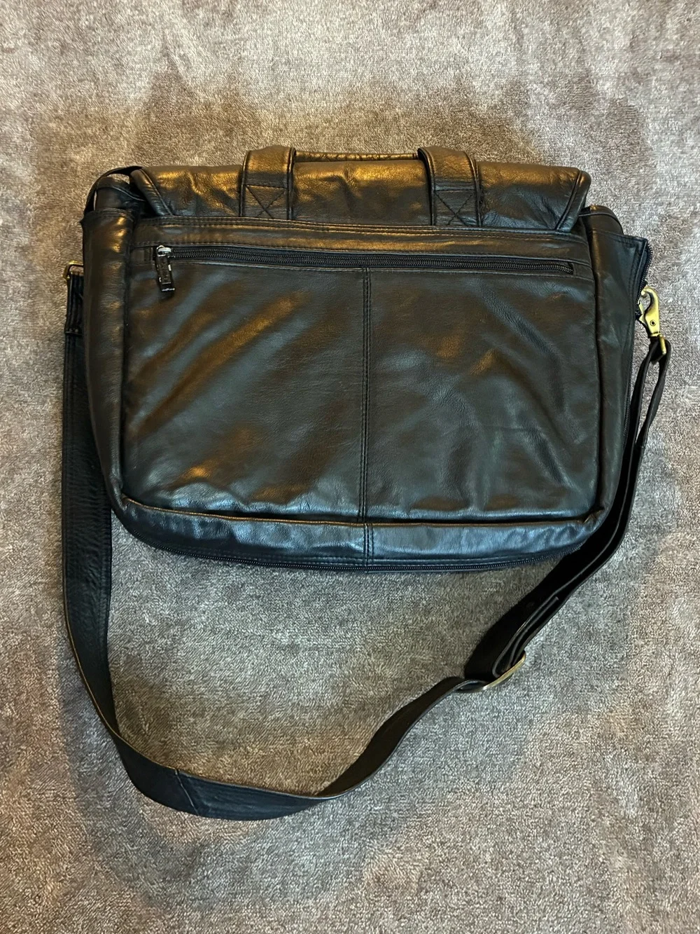 Wilson Leather Vintage Black Leather Messenger Laptop Briefcase Satchel 16X13”